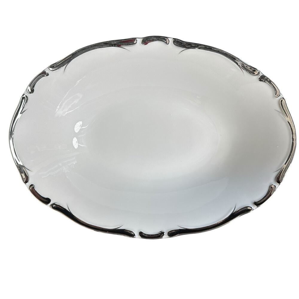 Vintage Harmony House Starlight Fine China Platinum Edges Serving Bowls Set Of 2